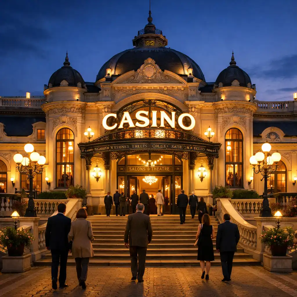 Salle de casino Belle Époque en France, éclairée de façon feutrée, illustrant un cadre de jeu responsable