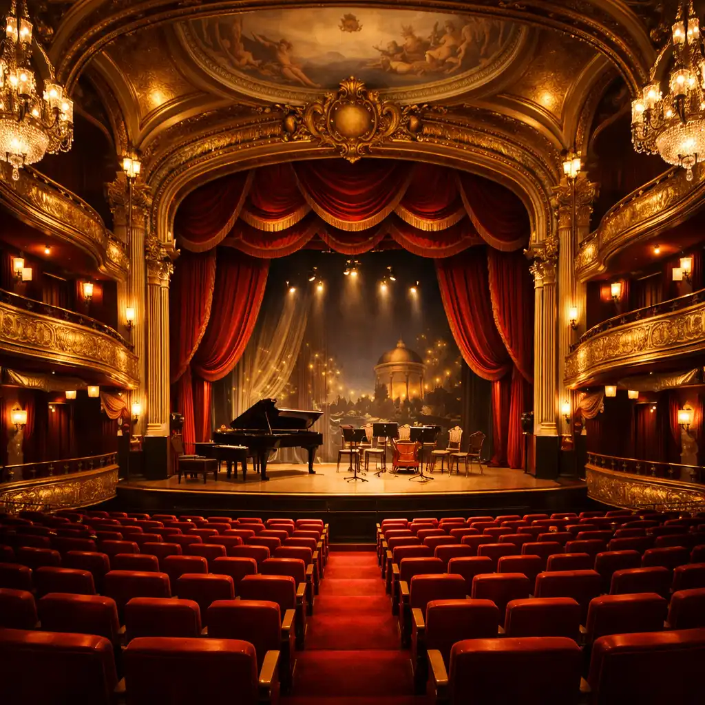 Salle de spectacle de casino français au décor Belle Époque